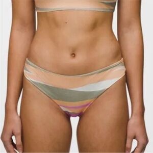 Prana Gemma Reversible Bikini Bottoms Waves Orange Pink White Size M